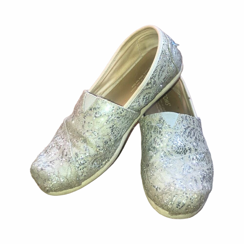 Toms Silver Lace Glitter